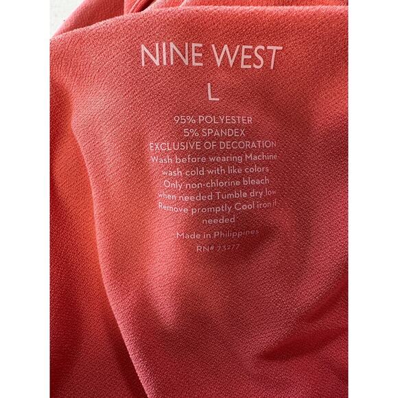 NWT Nine West Coral Faux Wrap Dress Flutter Sleeves Tie Waist Size L - Picture 10 of 10